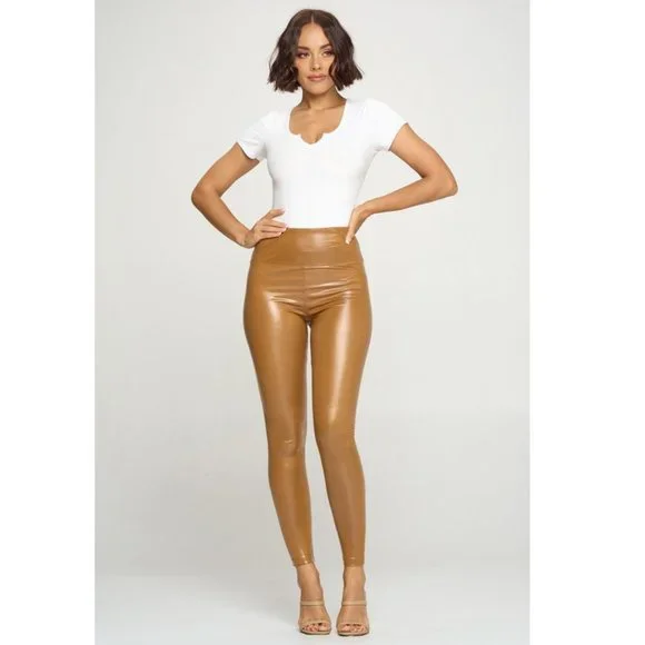 Chocolate USA High Waisted Vinyl Leggings - Picture 4 of 5